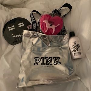 Pink tote with Pink beauty goodies